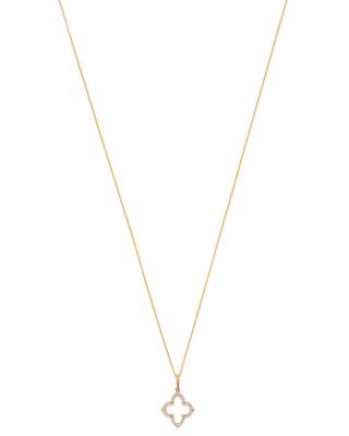Diamond Clover Pendant Necklace in 14K Yellow Gold, 0.15 tcw 