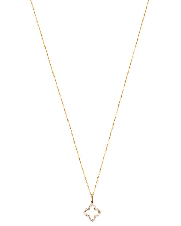 Bloomingdale's Diamond Clover Pendant Necklace In 14k Yellow Gold, 0.15 Ct. T. W. - Exclusive In White/gold
