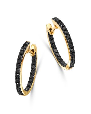 black diamond hoop earrings white gold