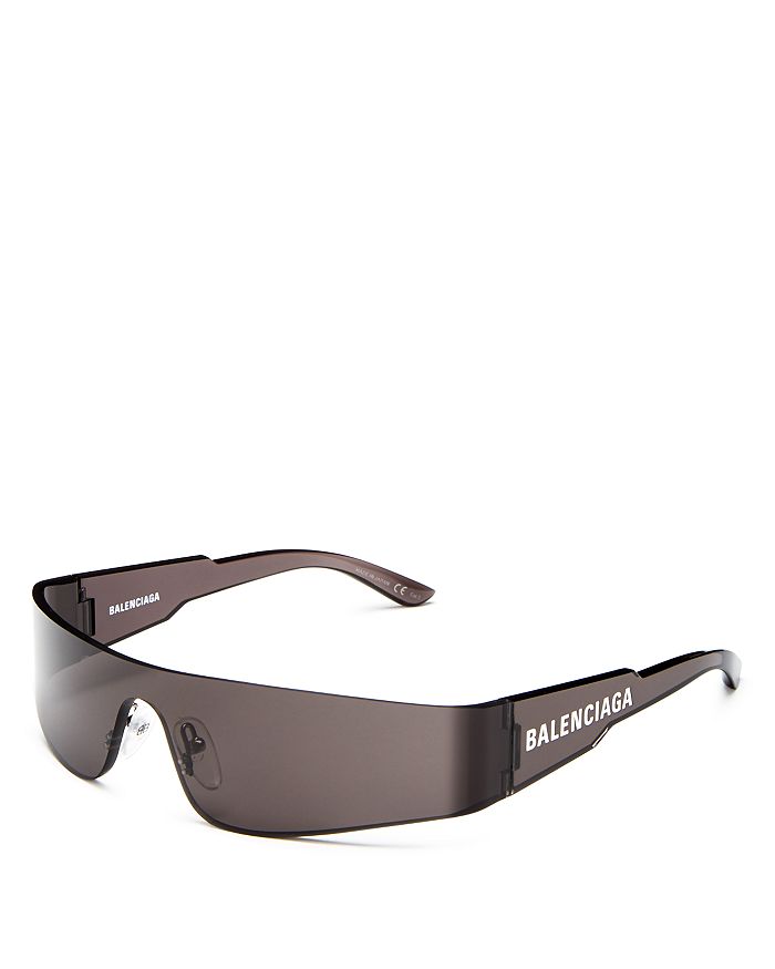 Balenciaga Men's Shield Sunglasses, 150mm In Gray/black Solid