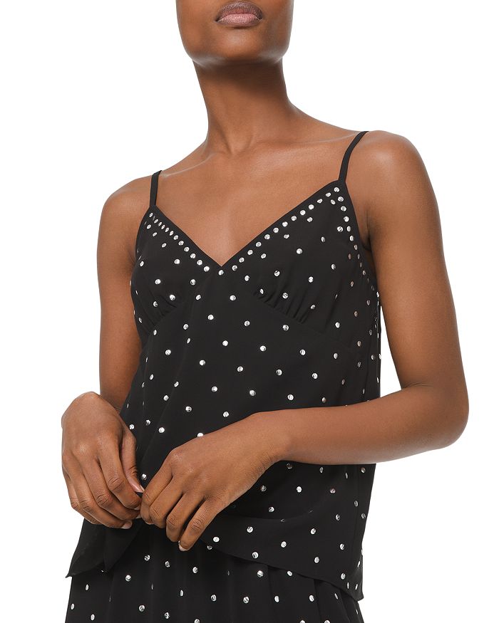 Michael Michael Kors Studded Georgette Camisole Top In Black