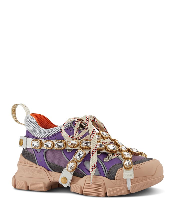 women's sega leather lace up sneaker with removable crystals