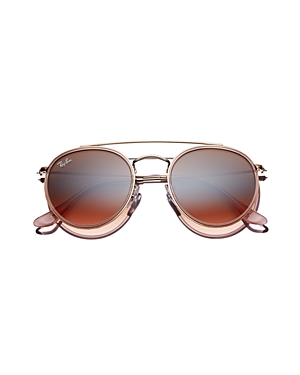 Ray Ban Ray-ban Unisex Icons Brow Bar Round Sunglasses, 51mm In Pink/pink Brown Gradient