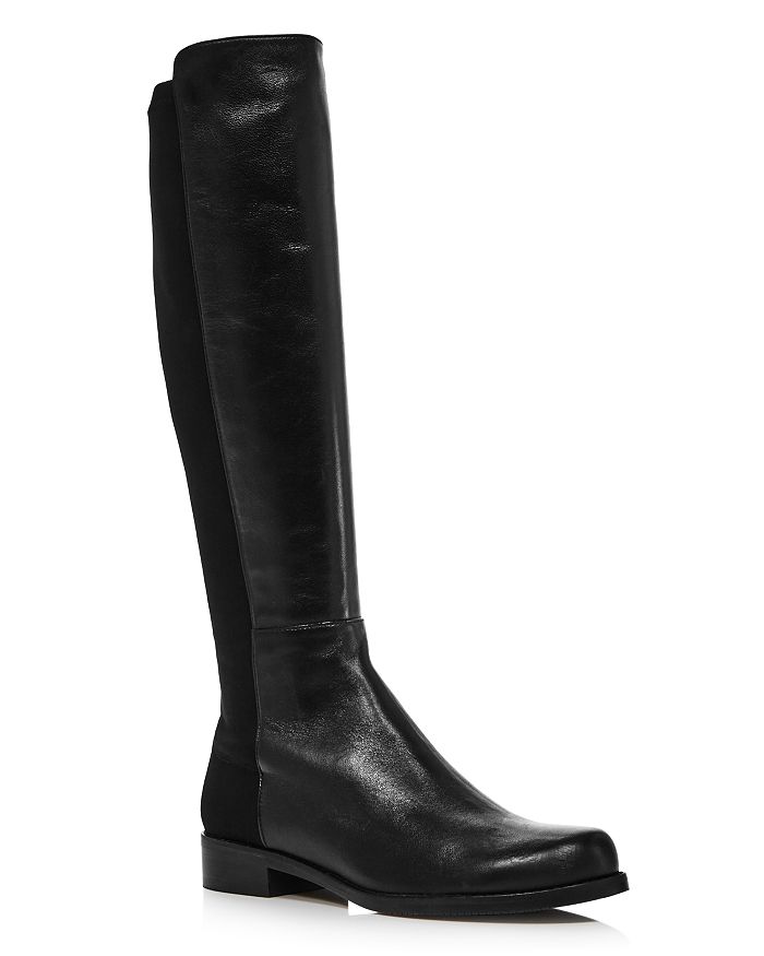 Stuart Weitzman Women's Half N' Half Low Heel Boots In Black Leather