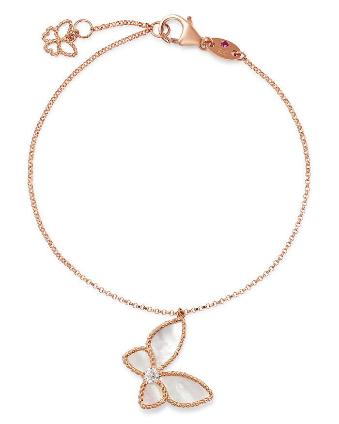 Roberto Coin 18k Rose Gold Mother-of-pearl & Diamond Butterfly Charm Bracelet - 100% Exclusive In White/rose Gold
