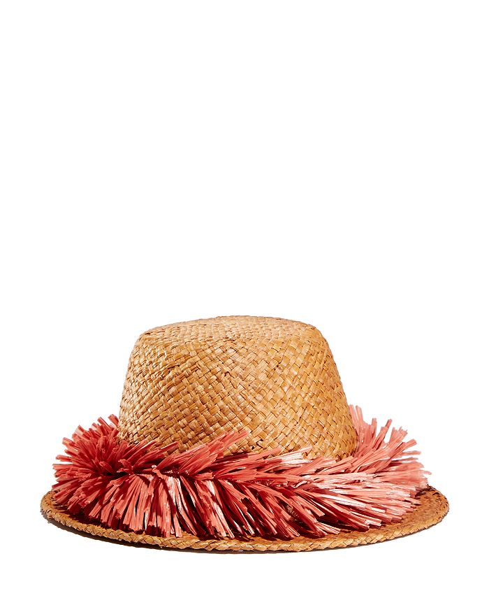 Gigi Burris Millinery Sunrise Raffia Trim Straw Hat In Sand/burnt Rose
