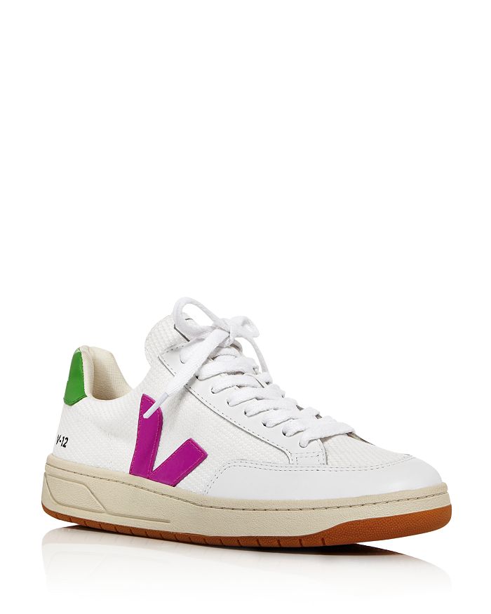 Veja V-12 Leather And Canvas Sneakers In Ultra Violet