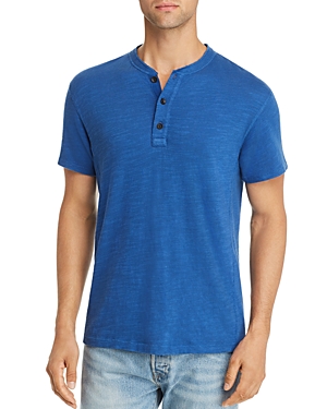 Rag & Bone Standard Issue Heathered Henley Tee In Prussian Blue