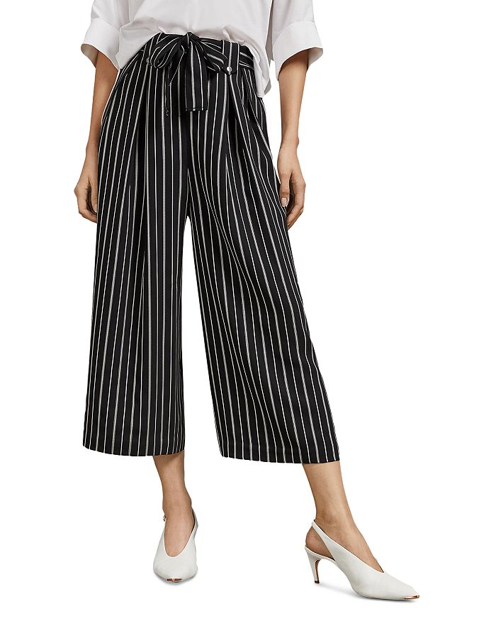 Ted Baker Sherlii Striped Culottes In Black