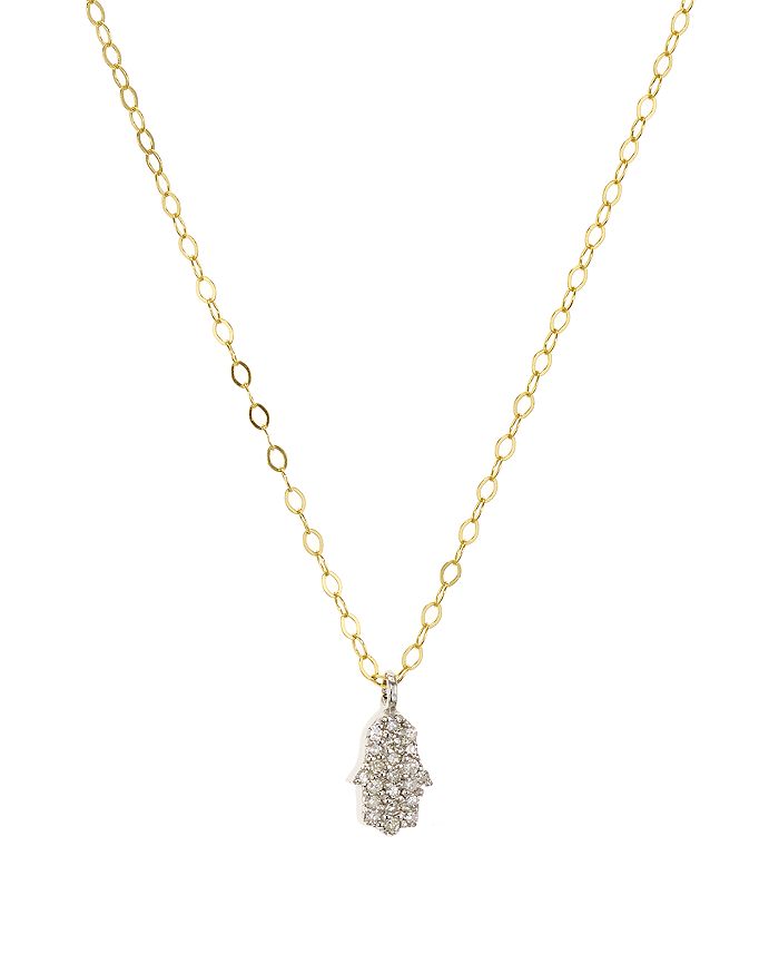 Bloomingdale's Marc & Marcella Diamond Hamsa Pendant Necklace In Gold-plated Sterling Silver, 15.5 - 100% Exclusive In White/gold