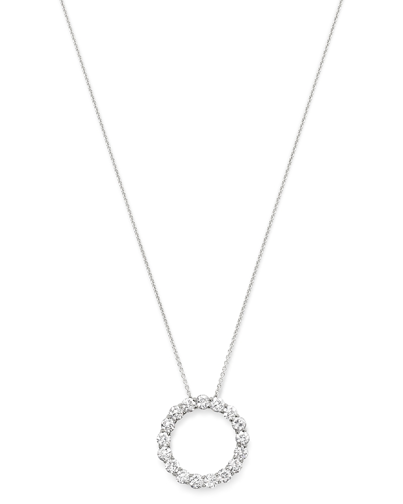 Diamond Circle Pendant in 14K White Gold, 3.0 tcw