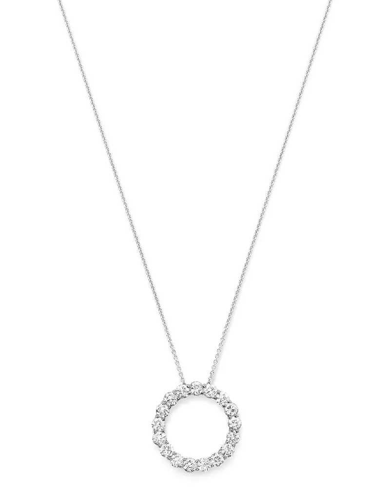 Diamond Circle Pendant in 14K White Gold, 3.0 tcw