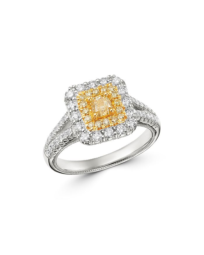 BLOOMINGDALE'S CUSHION-CUT YELLOW & WHITE DIAMOND RING IN 18K YELLOW & WHITE GOLD - 100% EXCLUSIVE,NR761A-4-BL1