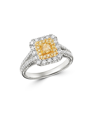 Bloomingdale's Cushion-cut Yellow & White Diamond Ring In 18k Yellow & White Gold - 100% Exclusive In Yellow/white