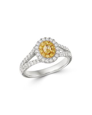 Bloomingdale's - Oval Yellow & White Diamond Ring in 18K Yellow & White Gold - 100% Exclusive