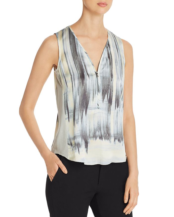 Go By Go Silk Sleeveless Printed V-neck Top In Sandpainting
