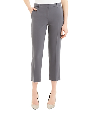 Theory Cropped Straight-leg Pants In Deep Slate
