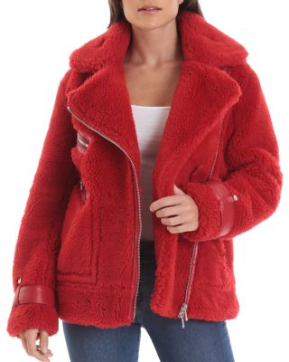 Avec les filles on sale faux fur biker jacket