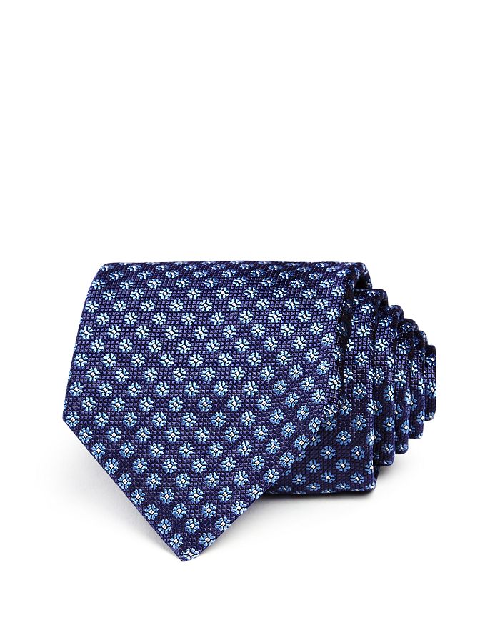 Canali Textured Flower Classic Tie In Navy
