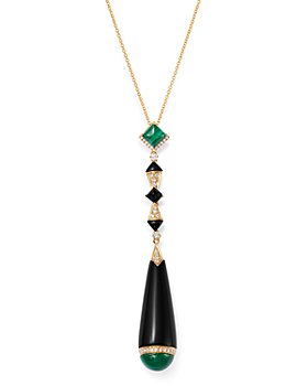 Bloomingdale's - Black Onyx, Malachite & Diamond Pendant Necklace in 18K Yellow Gold, 18" - 100% Exclusive