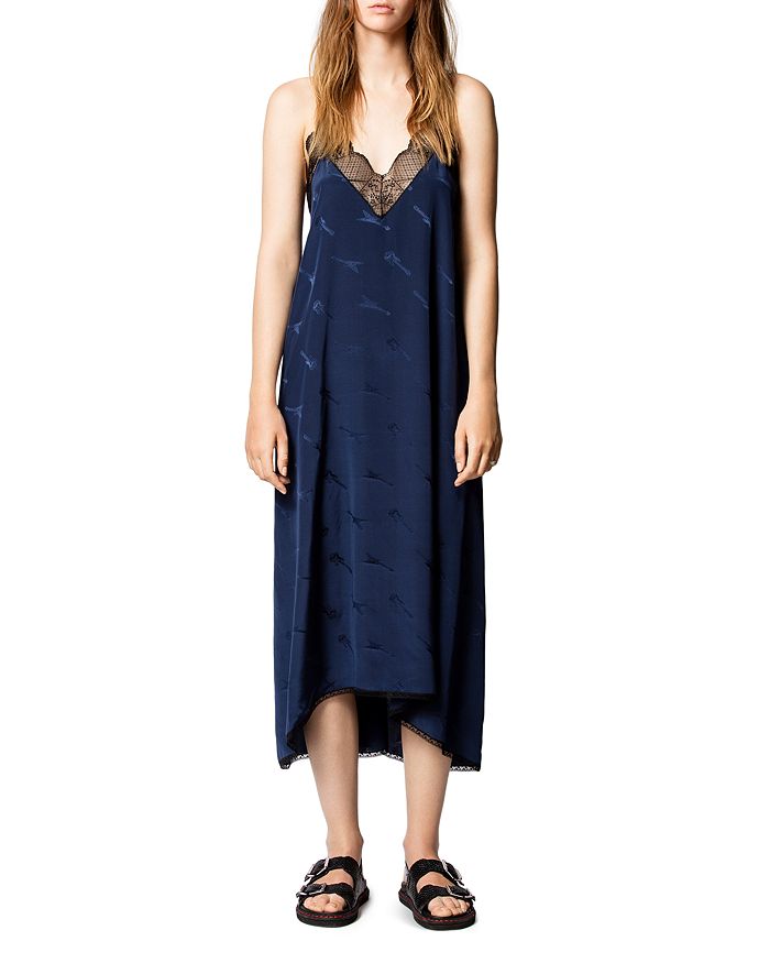 Zadig & Voltaire Risty Guitar Silk Jacquard Dress In Sailor