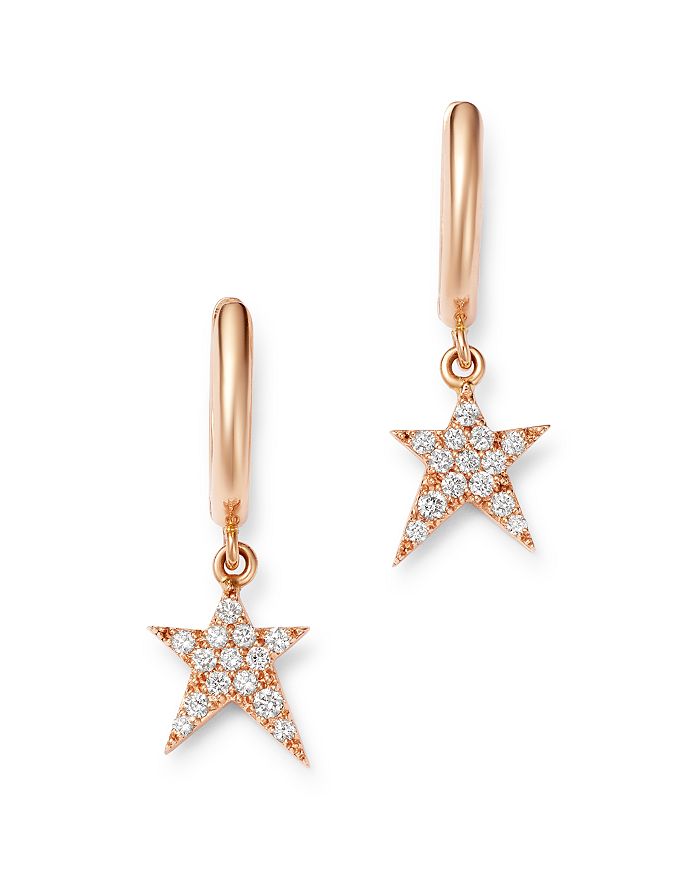 Own Your Story 14k Rose Gold Cosmos Diamond Rockstar Drop Earrings In White/rose Gold