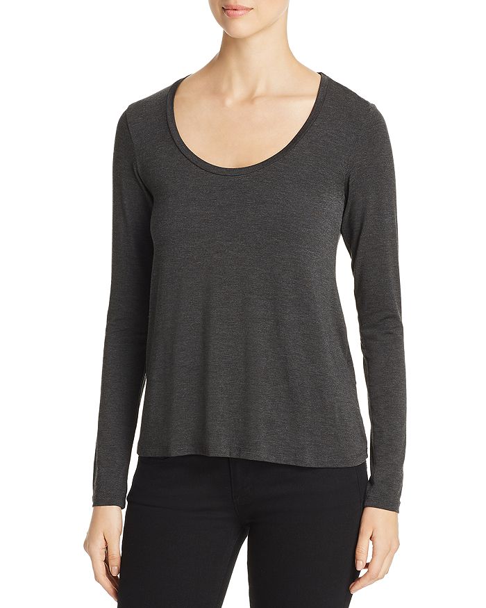 Majestic Scoop Neck Tee In Anthracite Chine