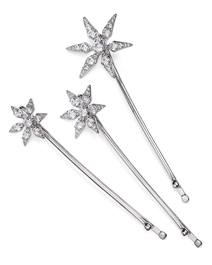 Nadri Pave Snowflake Bobby Pins In Silver