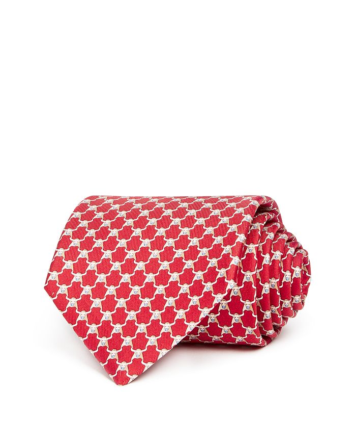 Ferragamo Bull Classic Silk Tie In Red