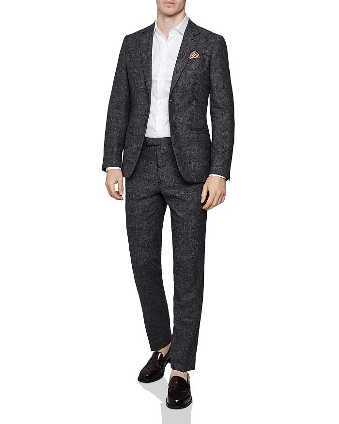 Reiss Move Mouline Slim Fit Blazer In Charcoal