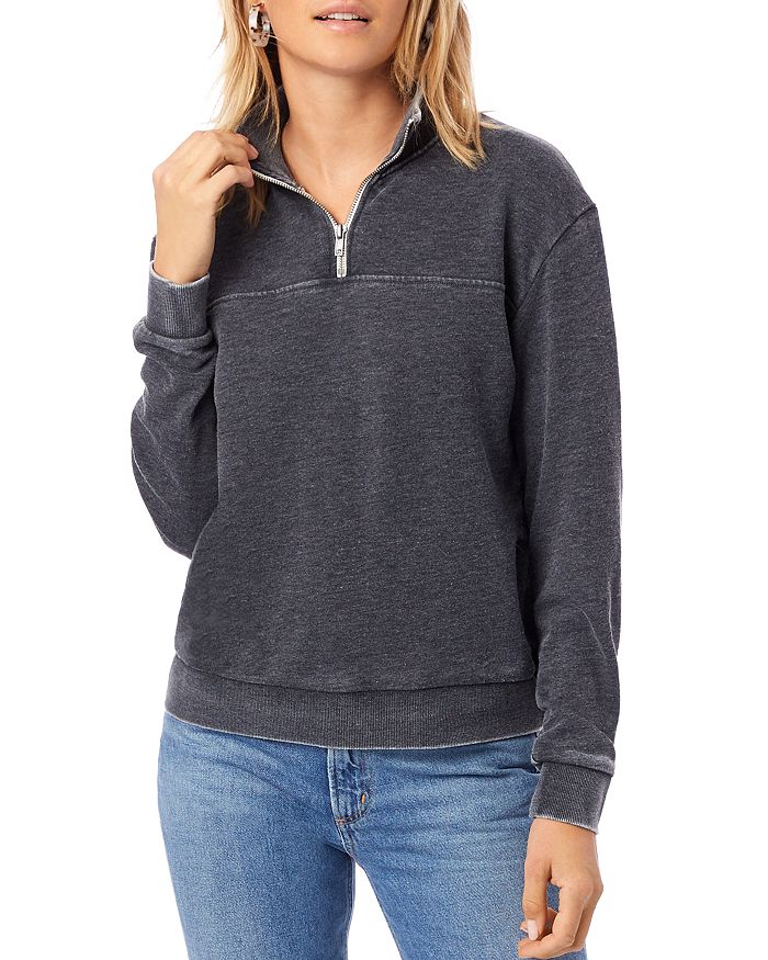 Alternative Quarter-zip Sweatshirt In Washed Black