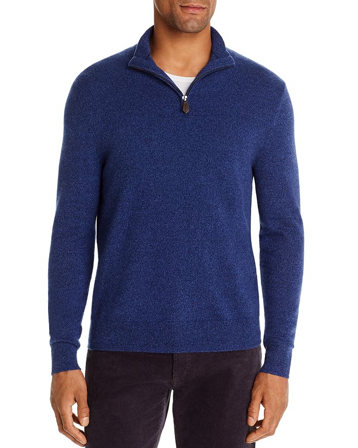 The Men's Store At Bloomingdale's Cashmere Half-zip Sweater - 100% Exclusive In Ocean Blue