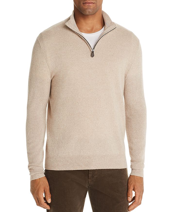 The Men's Store At Bloomingdale's Cashmere Half-zip Sweater - 100% Exclusive In Oatmeal