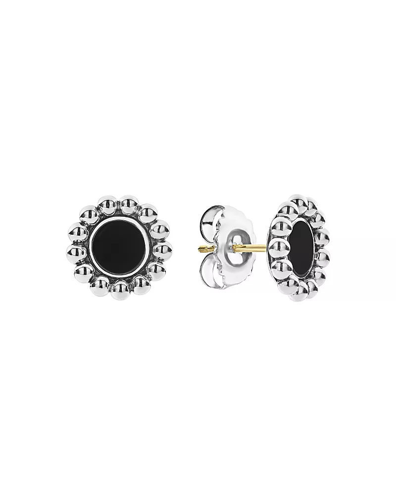 Lagos Sterling Silver Maya Black Onyx Stud Earrings