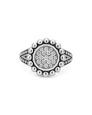 Sterling Silver Caviar Spark Diamond Ring