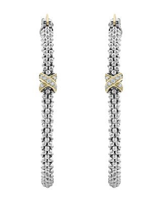 Sterling Silver &amp; 18K Yellow Gold Embrace Diamond Hoop Earrings