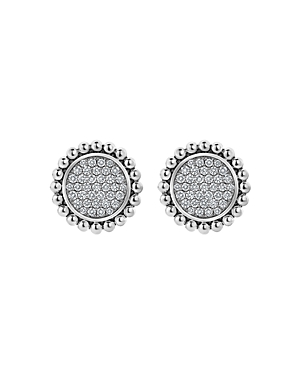 Lagos Sterling Silver Caviar Spark Diamond Clip-On Stud Earrings