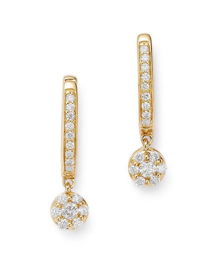 Bloomingdale's Cluster Diamond Drop Earrings In 14k Yellow Gold, 0.35 Ct. T.w. - 100% Exclusive In White/gold