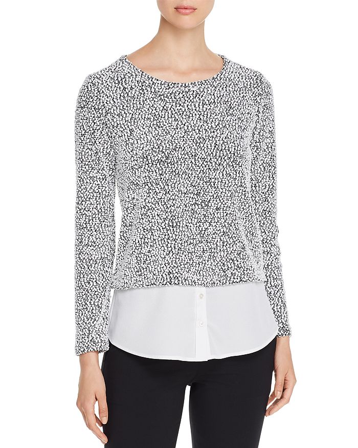 Calvin Klein Layered-look Textured Sweater In White Combo | ModeSens