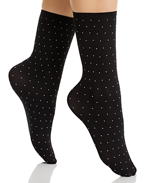 Hue Opaque Anklet Socks In Black Dot