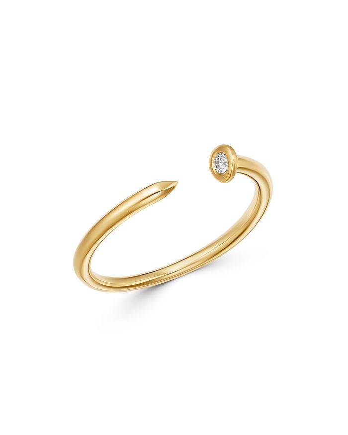 Shop Zoe Lev 14k Yellow Gold Diamond Nail Cuff Ring In White/gold