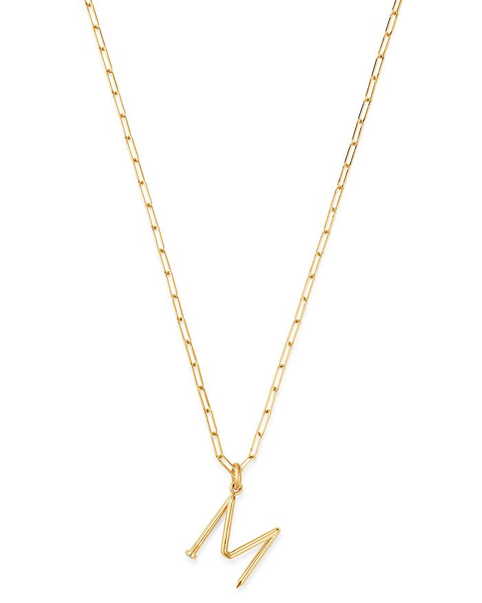 Zoe Lev 14k Yellow Gold Large Nail Initial Necklace, 18 In M/gold