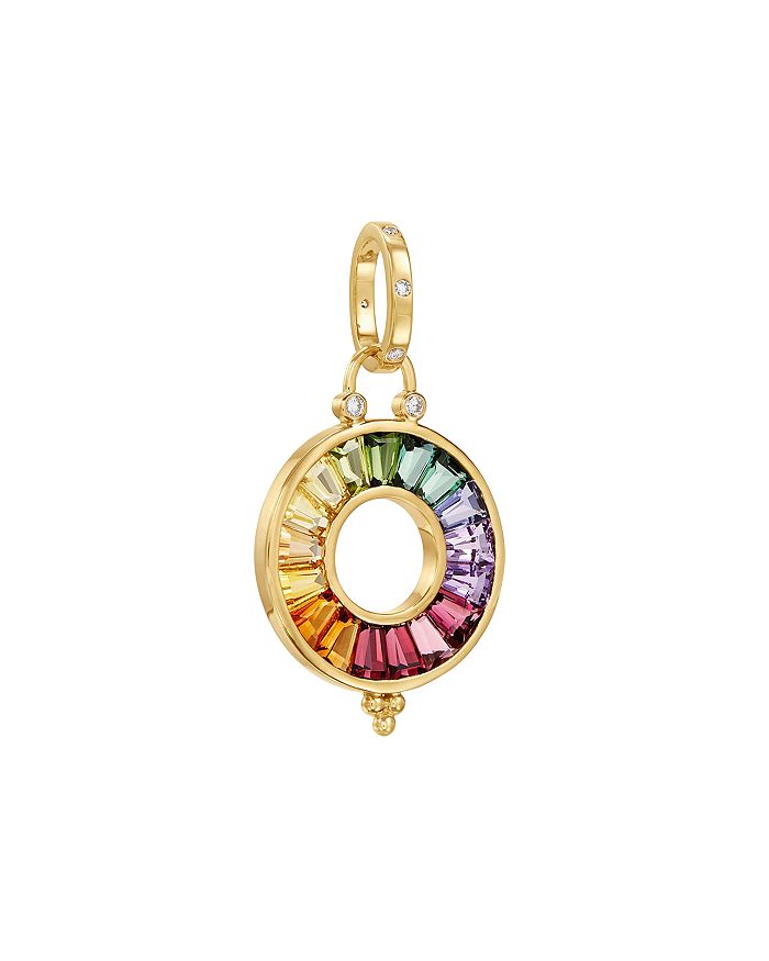 Shop Temple St Clair 18k Yellow Gold Celestial Color Wheel Pendant With Diamonds & Rainbow Gemstones In Multi/gold
