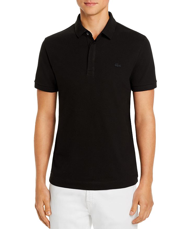 Shop Lacoste Stretch Cotton Paris Regular Fit Polo Shirt In Black