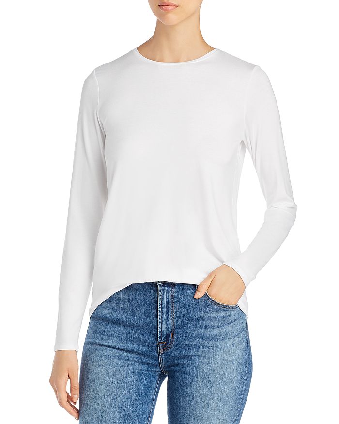 Eileen Fisher Long Sleeve Organic Cotton Tee In White