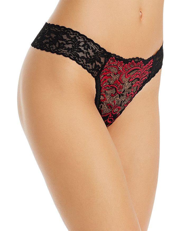 Hanky Panky Bloomsbury Original Rise Thong In Black/cranberry