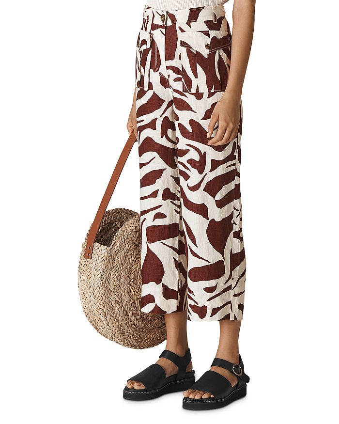 Whistles Ella Zebra Print Cropped Linen Pants Bloomingdale's