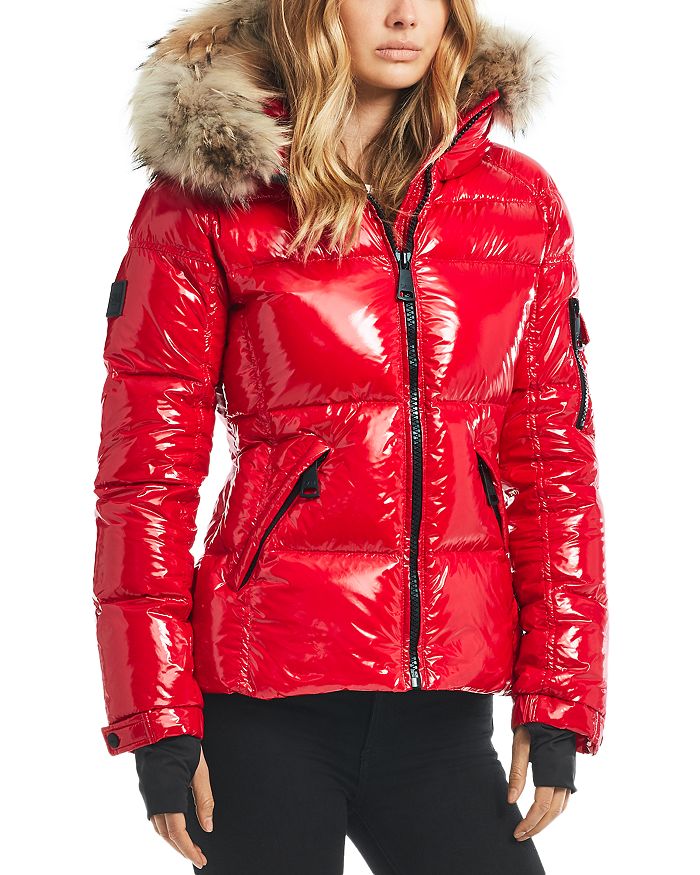Shop Sam. Blake Fur Trim Down Coat In Salsa
