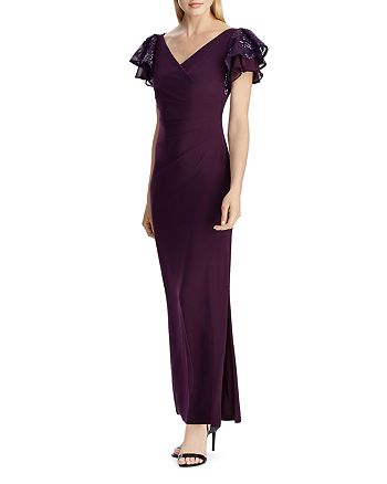 Ralph Lauren Flutter-Sleeve Jersey Gown | Bloomingdale's