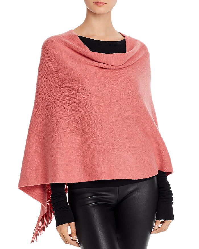 Echo Fringed Poncho In Rose Gold